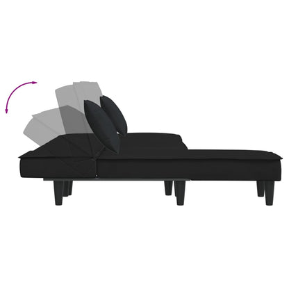 Schlafsofa in L-Form Schwarz 255x140x70 cm Samt