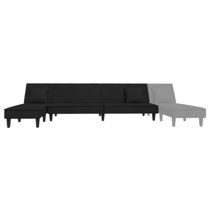 Schlafsofa in L-Form Schwarz 255x140x70 cm Samt