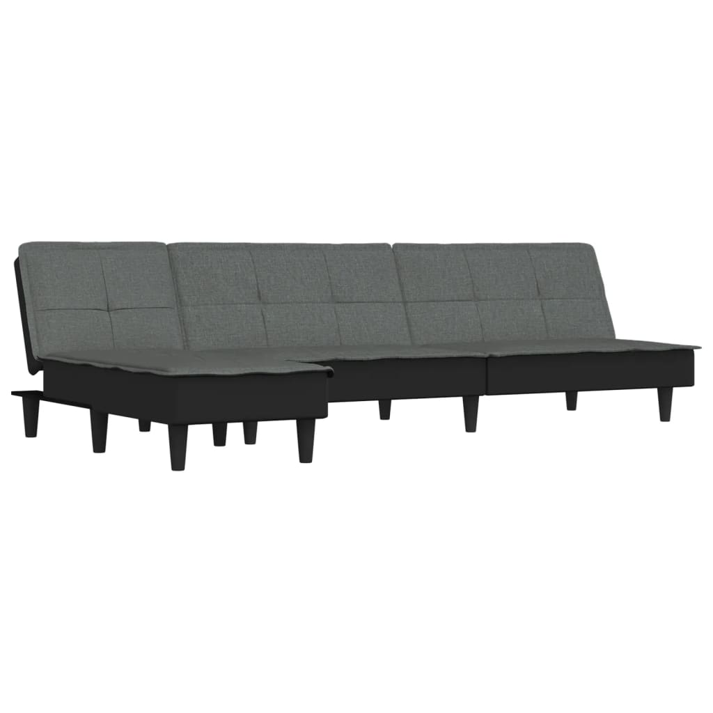 Schlafsofa in L-Form Dunkelgrau 255x140x70 cm Stoff