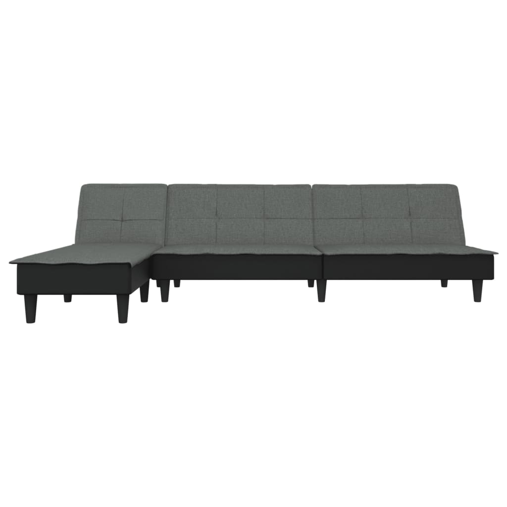 Schlafsofa in L-Form Dunkelgrau 255x140x70 cm Stoff
