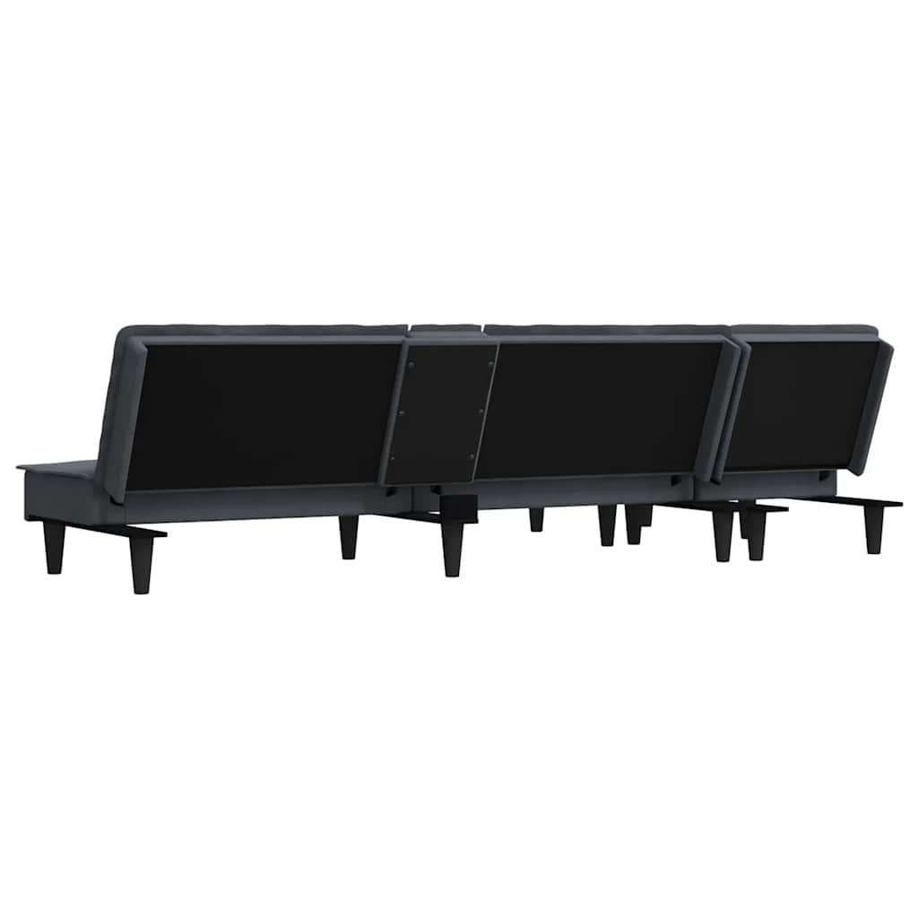 Schlafsofa in L-Form Dunkelgrau 255x140x70 cm Samt
