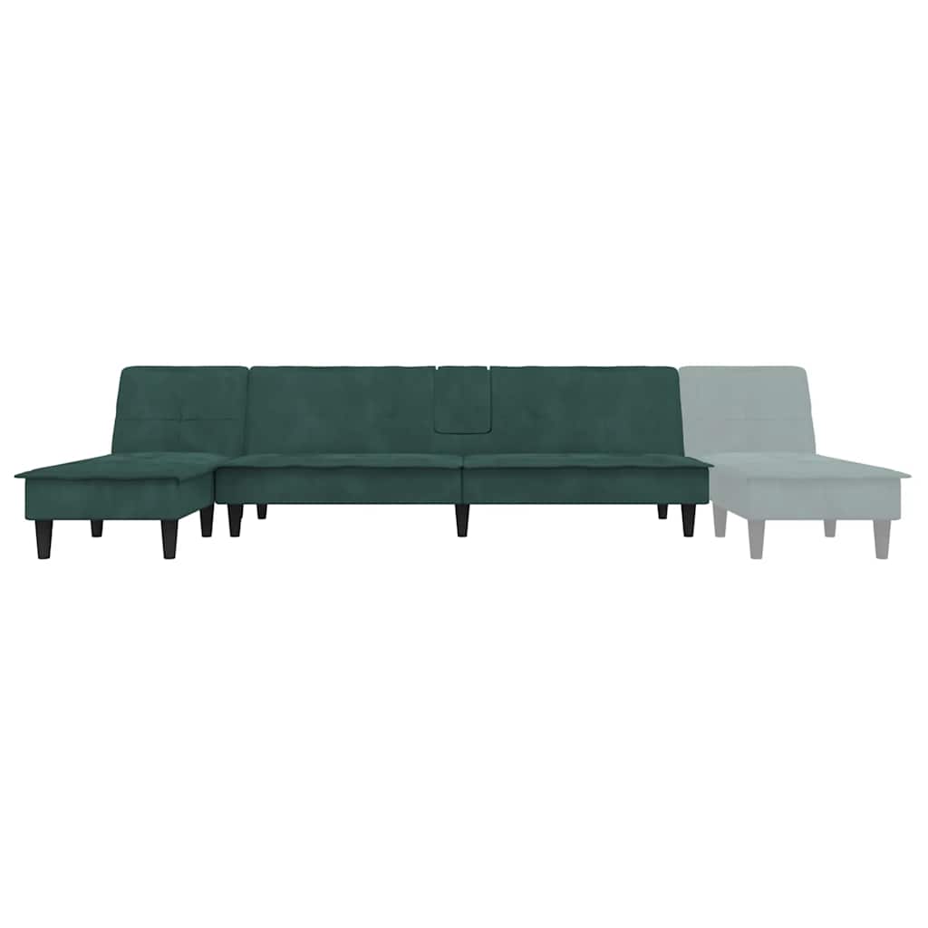 Schlafsofa in L-Form Dunkelgrün 255x140x70 cm Samt