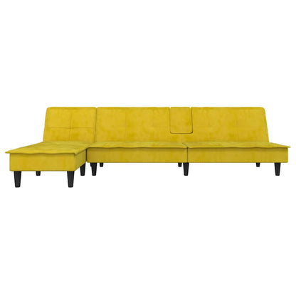 Schlafsofa in L-Form Gelb 255x140x70 cm Samt