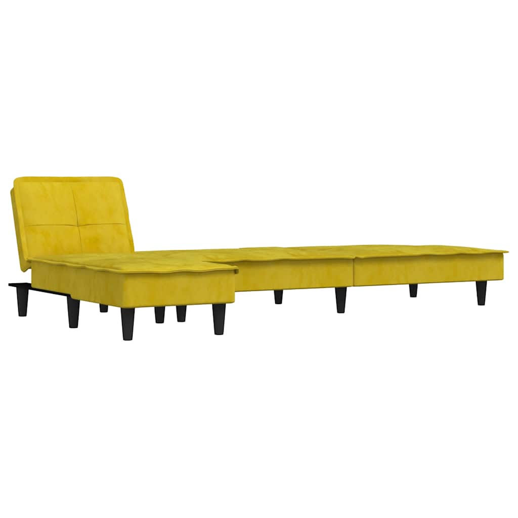 Schlafsofa in L-Form Gelb 255x140x70 cm Samt