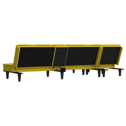 Schlafsofa in L-Form Gelb 255x140x70 cm Samt