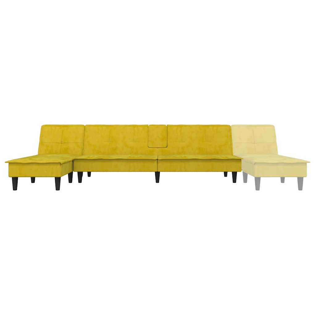 Schlafsofa in L-Form Gelb 255x140x70 cm Samt
