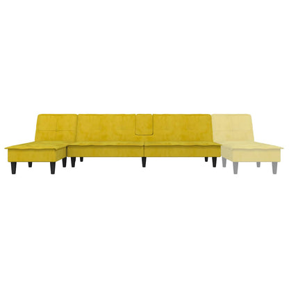 Schlafsofa in L-Form Gelb 255x140x70 cm Samt