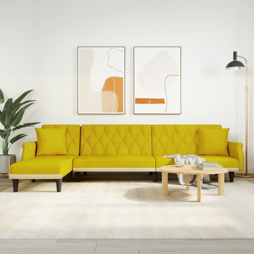 Schlafsofa in L-Form Gelb 271x140x70 cm Samt