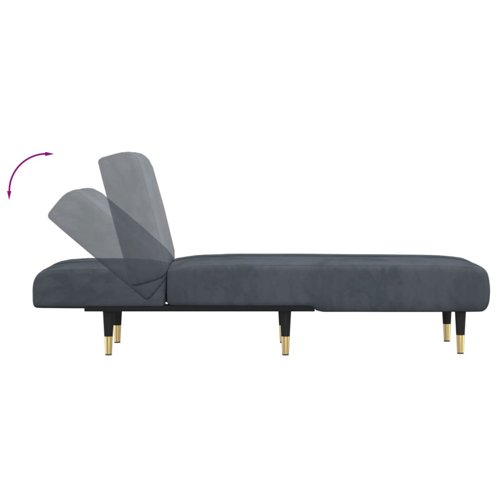 Chaiselongue Dunkelgrau Samt