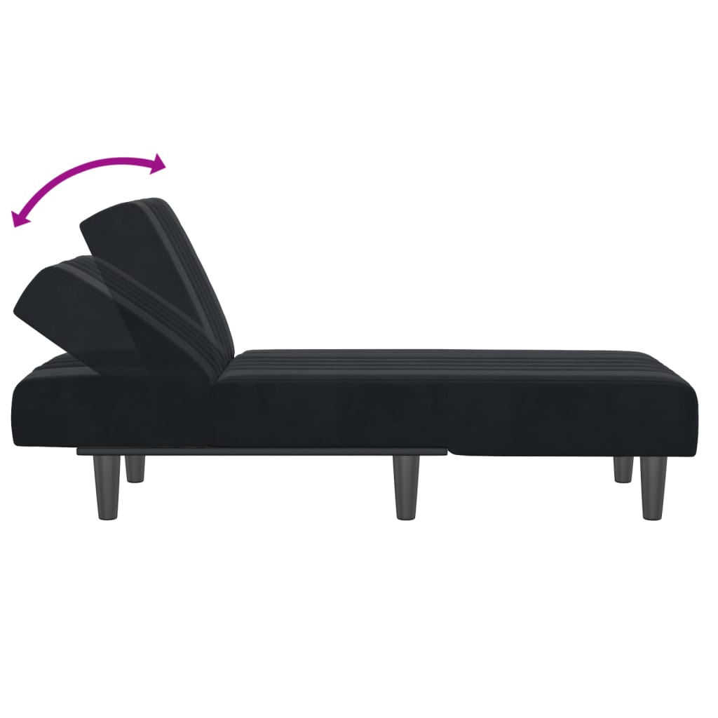 Chaiselongue Schwarz Samt