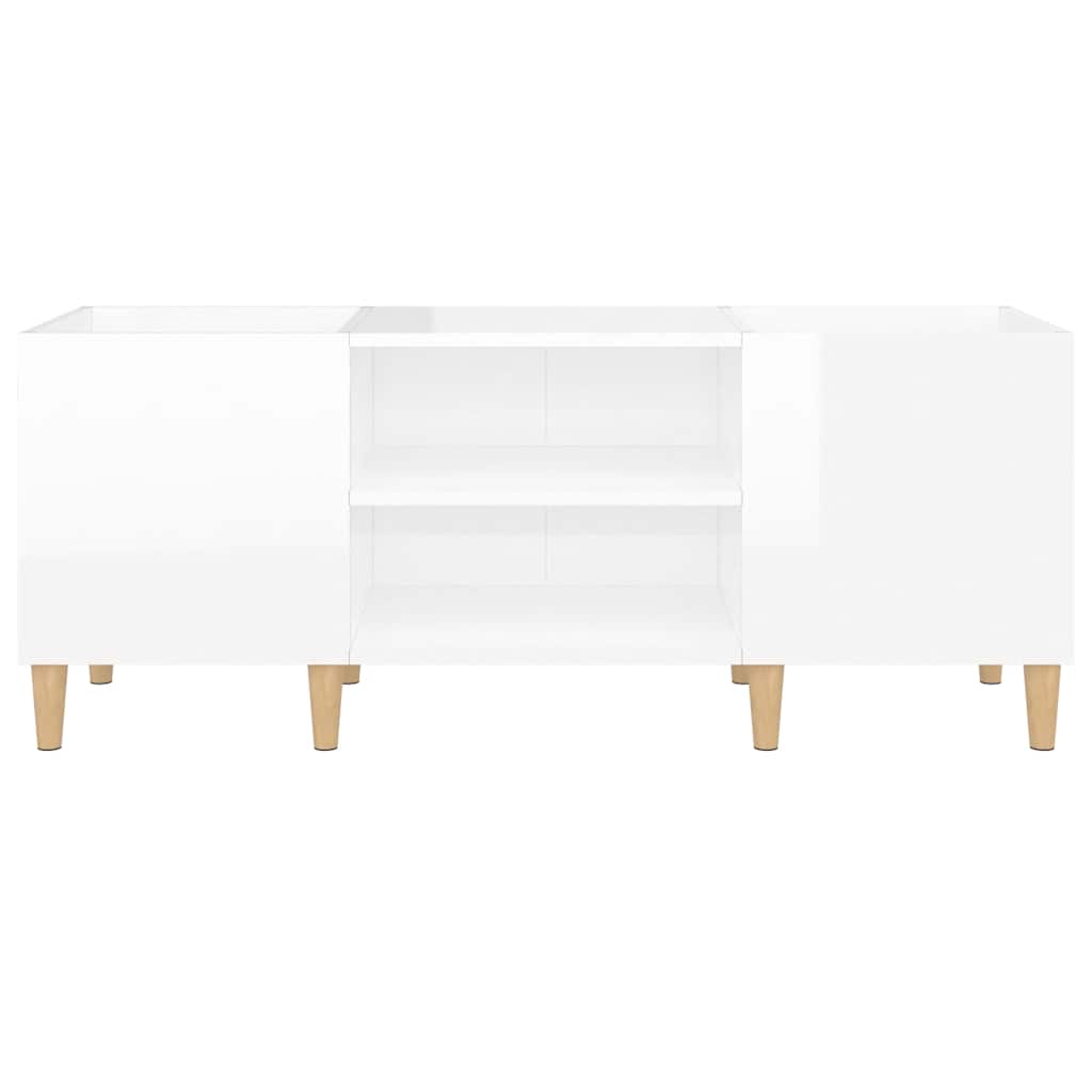 Plattenschrank Hochglanz-Weiß 121x38x48 cm Holzwerkstoff