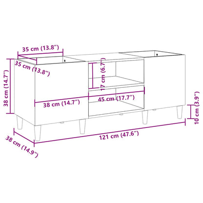 Plattenschrank Braun Eichen-Optik 121x38x48 cm Holzwerkstoff