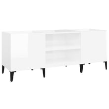 Plattenschrank Hochglanz-Weiß 121x38x48 cm Holzwerkstoff