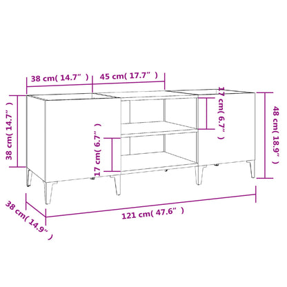 Plattenschrank Braun Eichen-Optik 121x38x48 cm Holzwerkstoff
