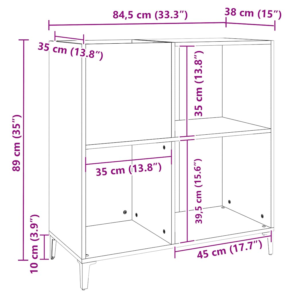 Plattenschrank Sonoma-Eiche 84,5x38x89 cm Holzwerkstoff