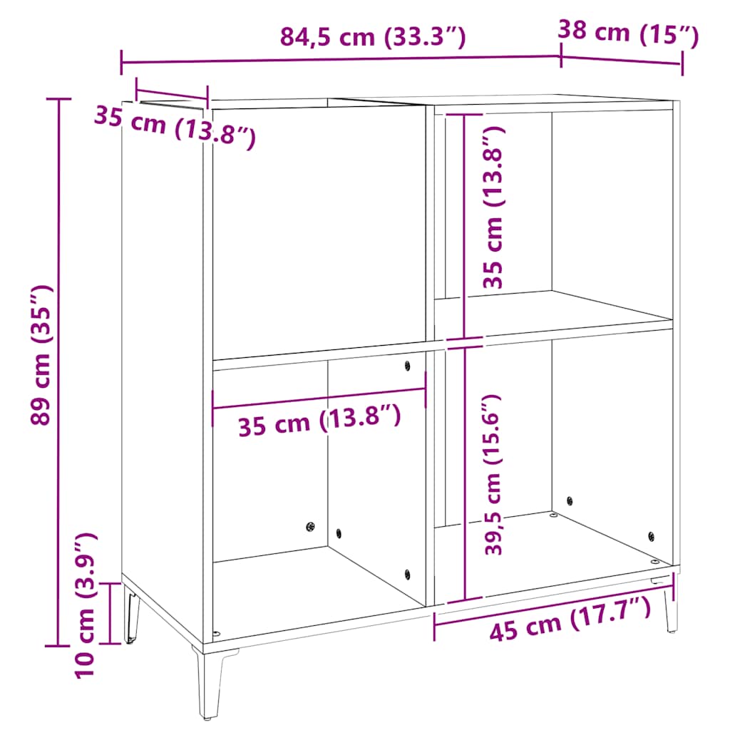Plattenschrank Betongrau 84,5x38x89 cm Holzwerkstoff