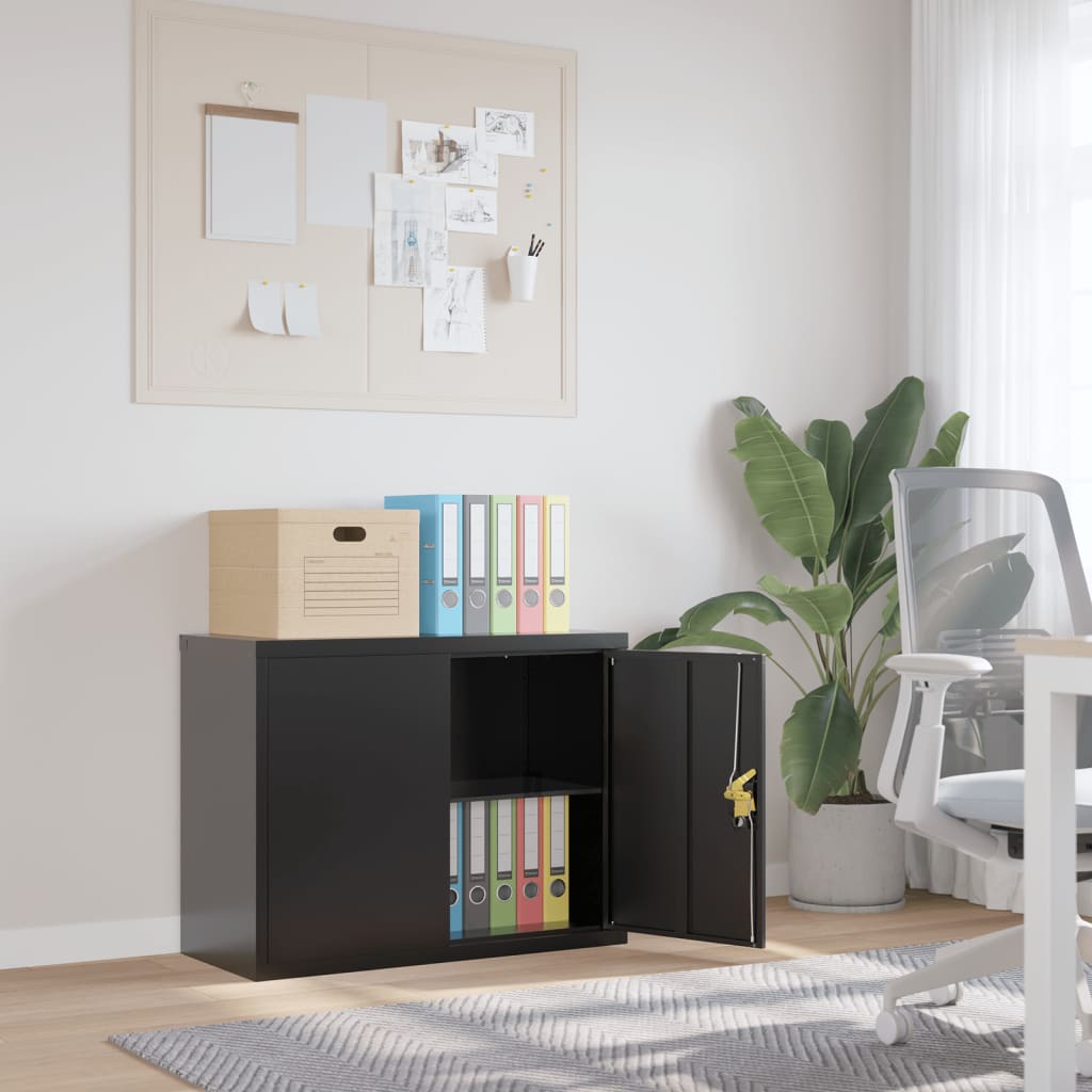 Aktenschrank Schwarz 90x40x70 cm Stahl