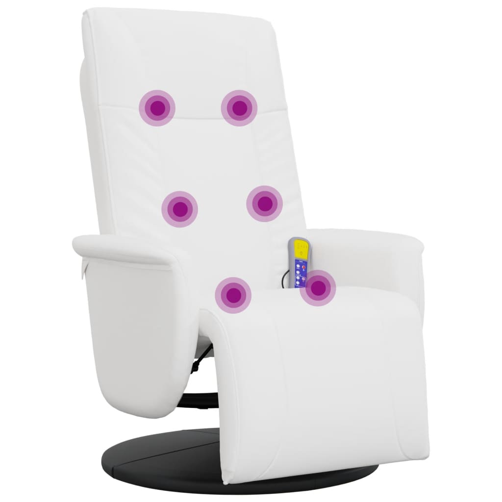 Massagesessel mit Fußteil Weiß Kunstleder