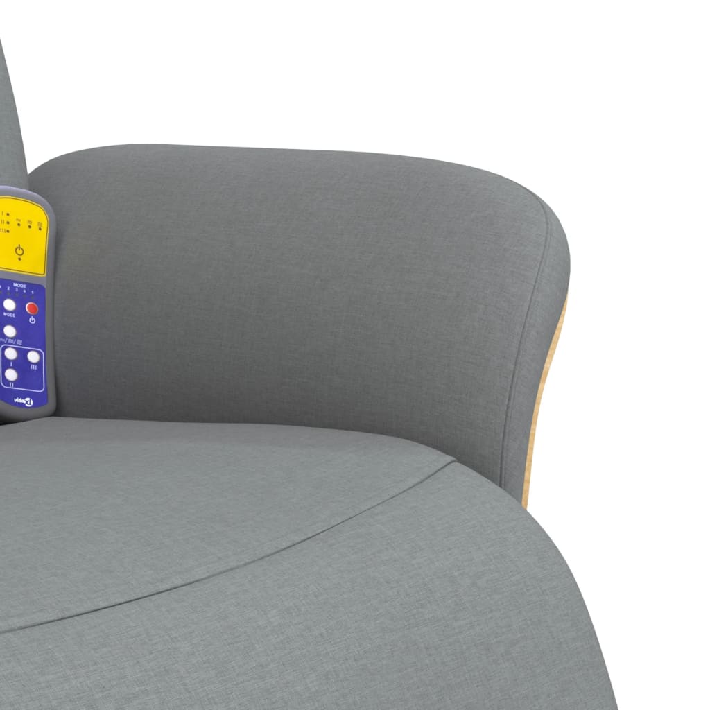 Massagesessel mit Fußteil Hellgrau Stoff