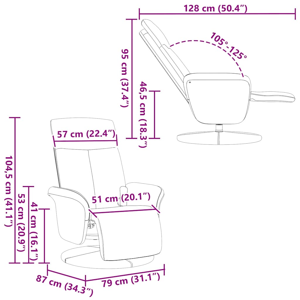 Massagesessel mit Fußteil Schwarz Stoff