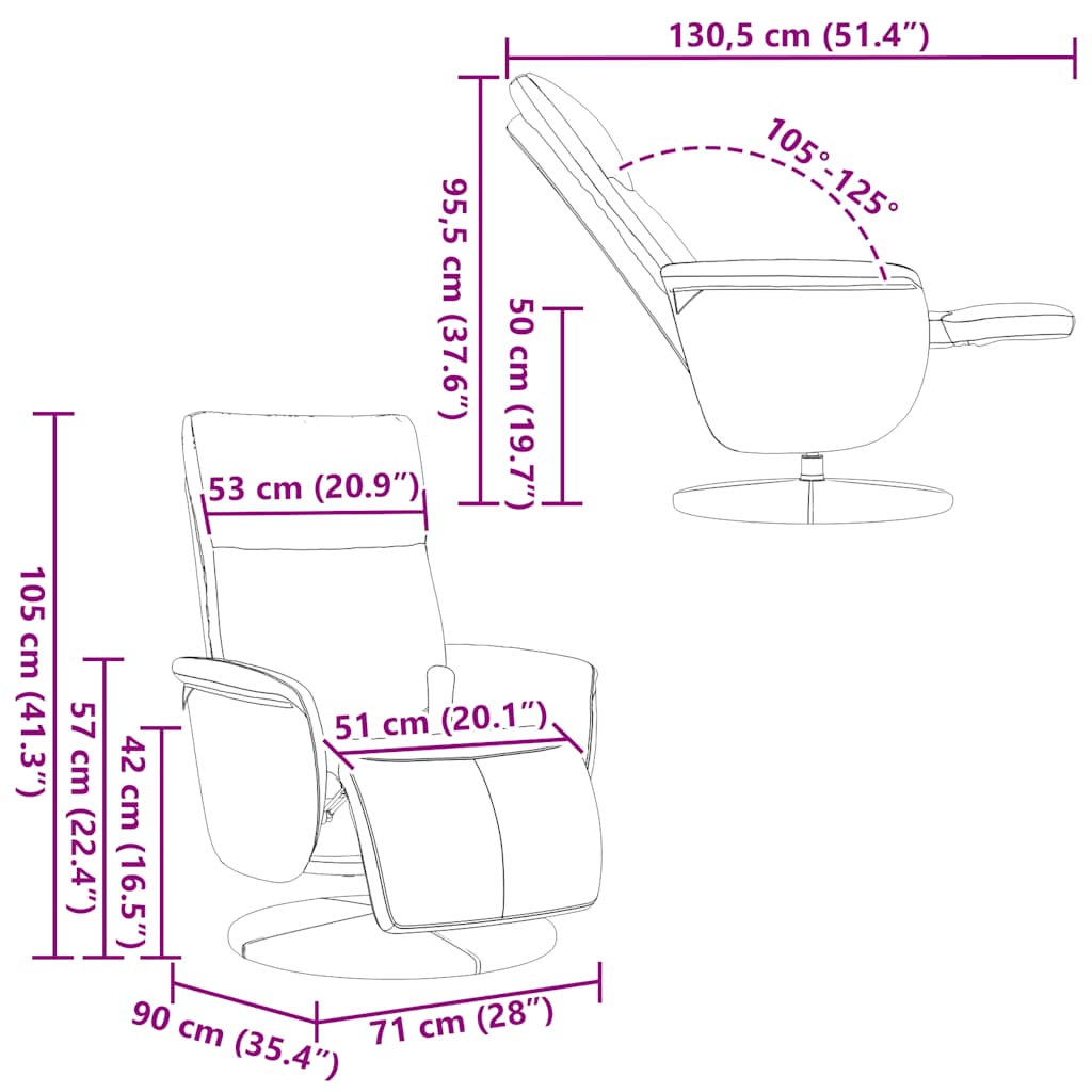 Massagesessel mit Fußteil Schwarz Kunstleder