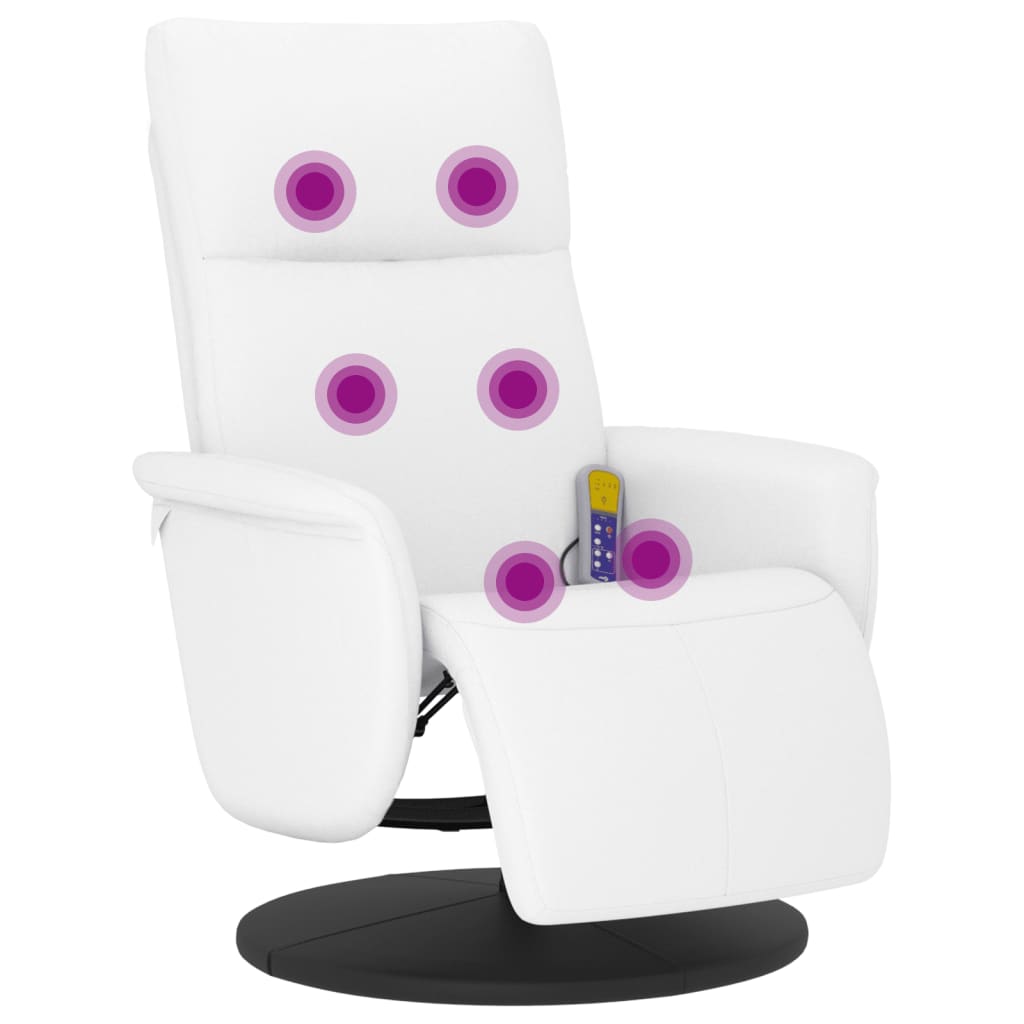 Massagesessel mit Fußteil Weiß Kunstleder