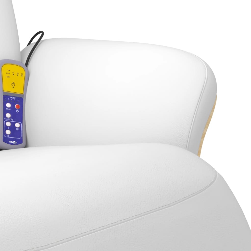 Massagesessel mit Fußteil Weiß Kunstleder