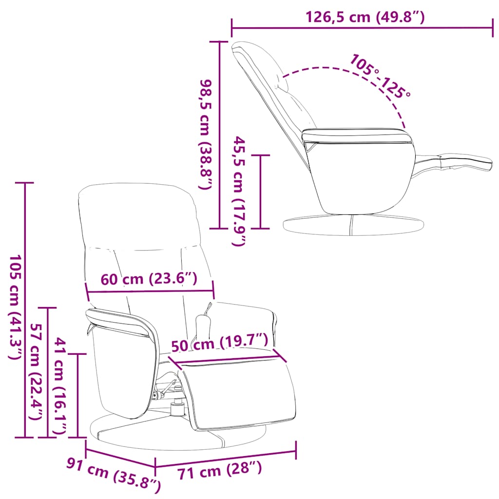 Massagesessel mit Fußteil Dunkelgrau Samt