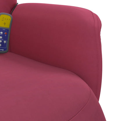 Massagesessel mit Fußteil Weinrot Samt