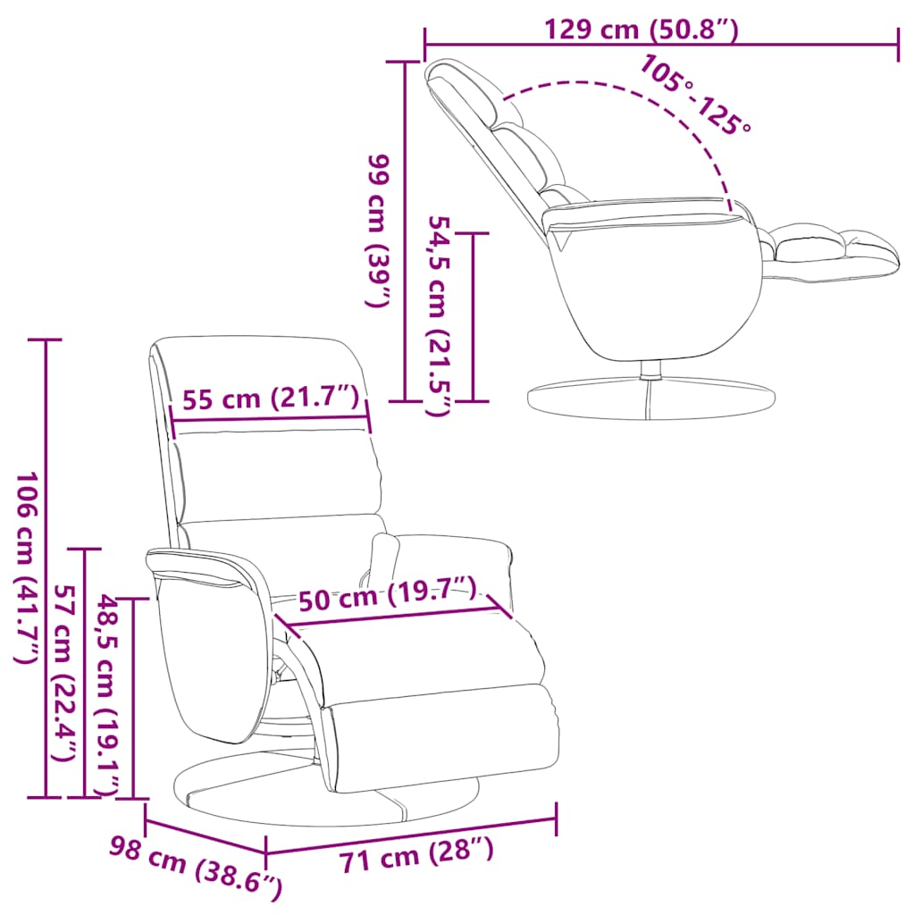 Massagesessel mit Fußteil Schwarz Kunstleder