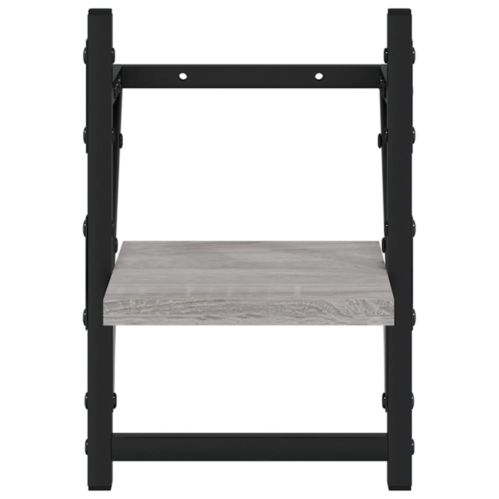 Wandregale mit Stangen 2 Stk. Grau Sonoma 20x25x30 cm