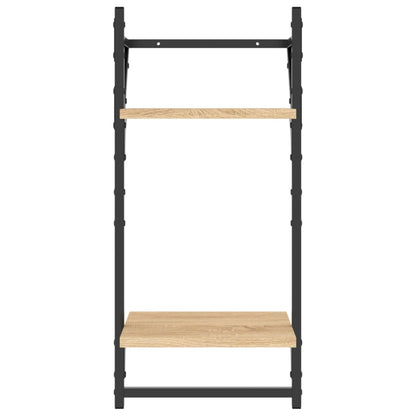 Wandregale mit 2 Ablagen & Stangen 2 Stk. Sonoma Eiche