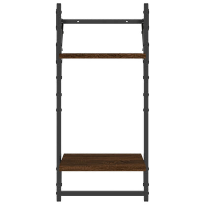 Wandregale mit 2 Ablagen & Stangen 2 Stk. Braun Eichen-Optik