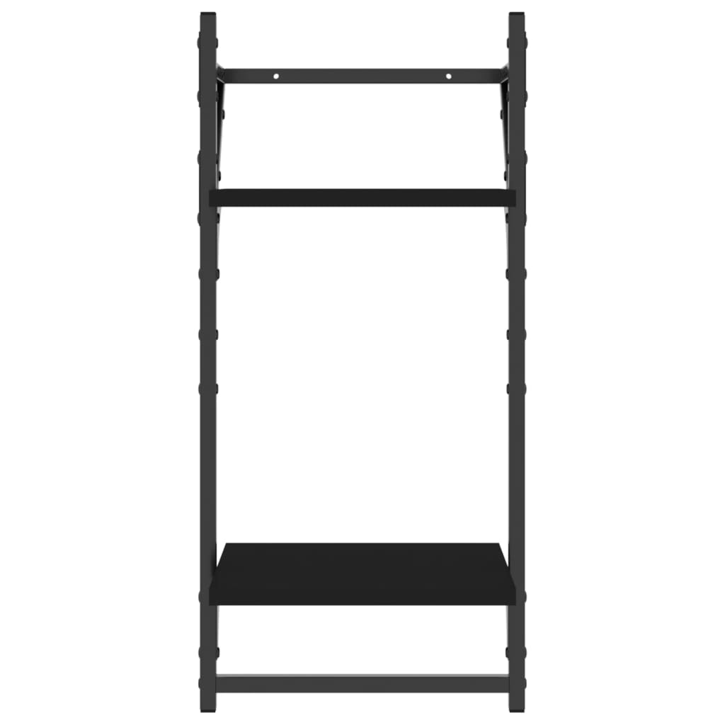 4-tlg. Wandregal-Set mit Stangen Schwarz Holzwerkstoff