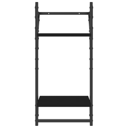 6-tlg. Wandregal-Set mit Stangen Schwarz Holzwerkstoff