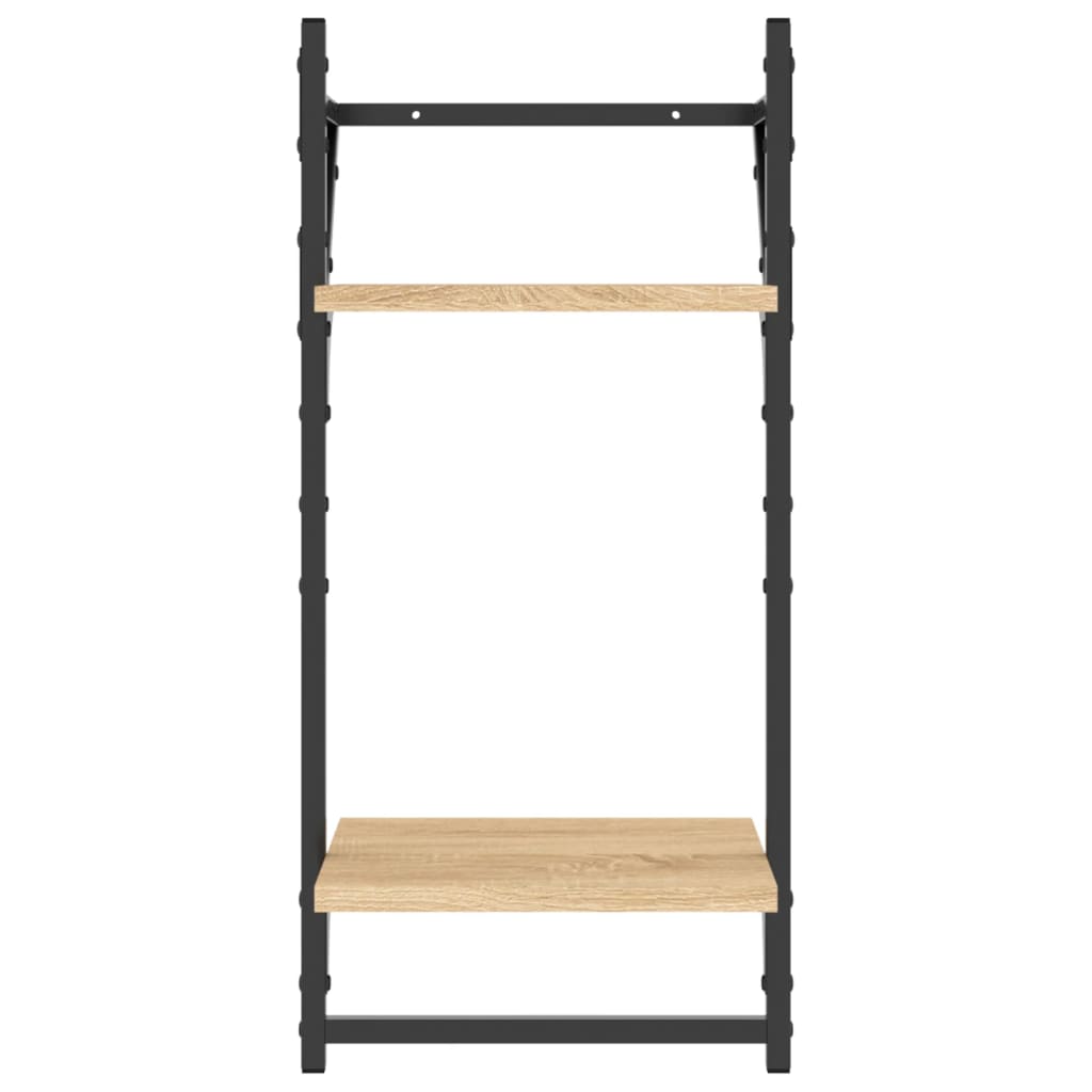 6-tlg. Wandregal-Set mit Stangen Sonoma-Eiche Holzwerkstoff