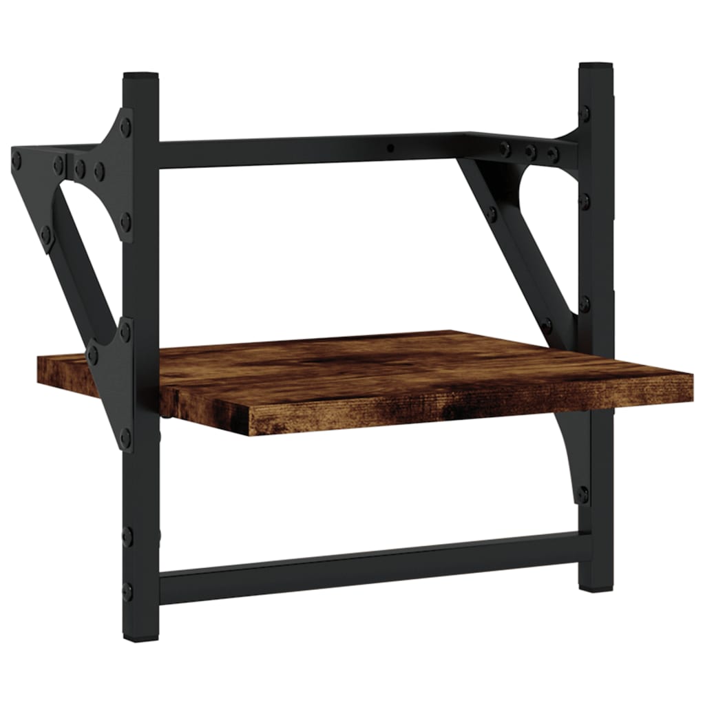 6-tlg. Wandregal-Set mit Stangen Räuchereiche Holzwerkstoff