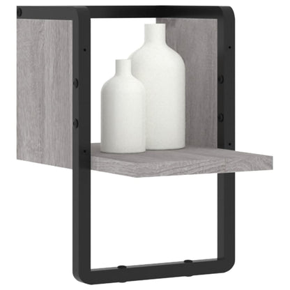 Wandregal mit Stange Grau Sonoma 20x25x30 cm