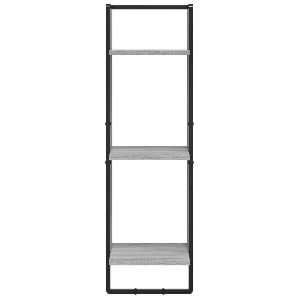 6-tlg. Wandregal-Set mit Stangen Grau Sonoma Holzwerkstoff