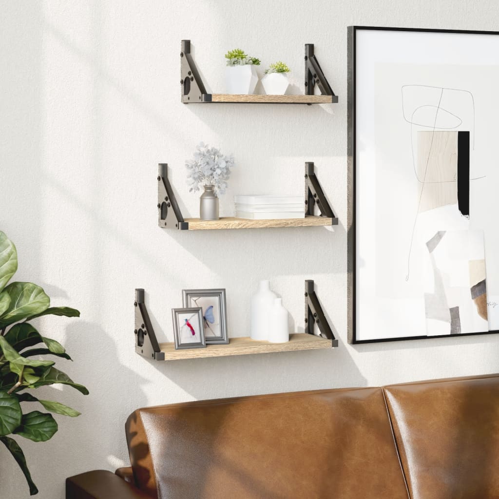 3-tlg. Wandregal-Set Sonoma-Eiche Holzwerkstoff