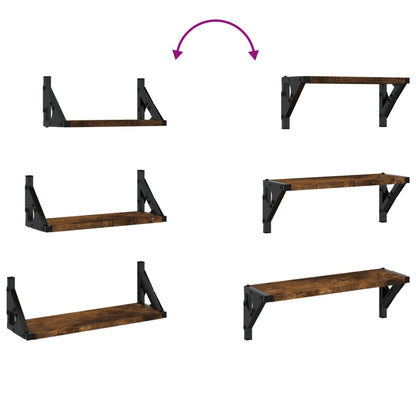 3-tlg. Wandregal-Set Räuchereiche Holzwerkstoff
