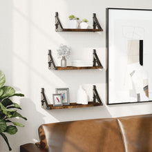 3-tlg. Wandregal-Set Räuchereiche Holzwerkstoff