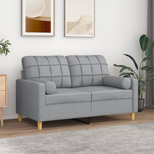 2-Sitzer-Sofa mit Zierkissen Hellgrau 120 cm Stoff