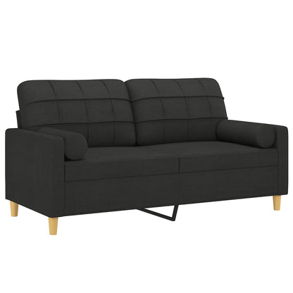 2-Sitzer-Sofa mit Zierkissen Schwarz 140 cm Stoff