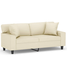 2-Sitzer-Sofa mit Zierkissen Creme 140 cm Kunstleder