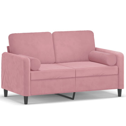 2-Sitzer-Sofa mit Zierkissen Rosa 120 cm Samt