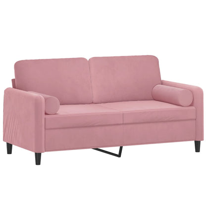 2-Sitzer-Sofa mit Zierkissen Rosa 140 cm Samt
