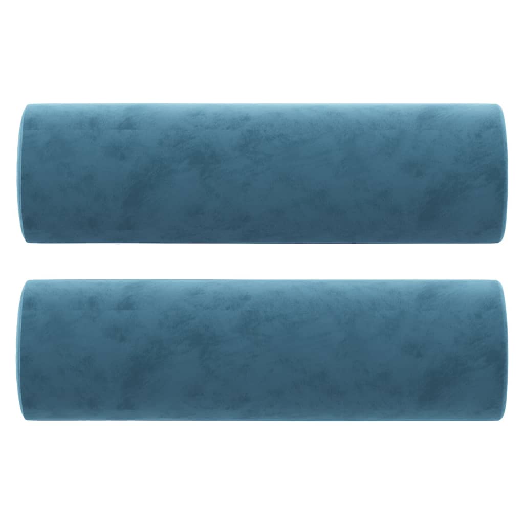 2-Sitzer-Sofa mit Zierkissen Blau 140 cm Samt