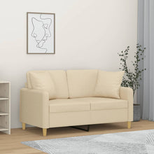 2-Sitzer-Sofa mit Zierkissen Creme 120 cm Stoff