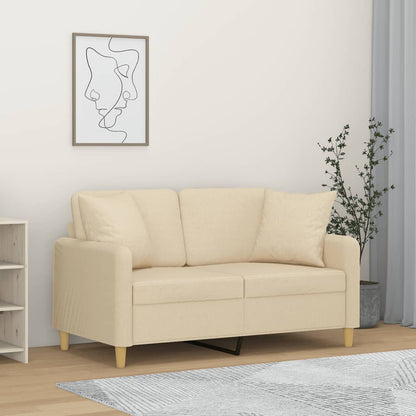 2-Sitzer-Sofa mit Zierkissen Creme 120 cm Stoff